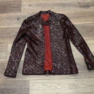 ⭐️ Dark Brown Sequin Jacket with Rust Colored Lining